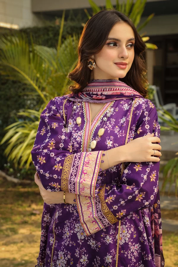 03 PIECE UNSTITCHED KOMAL PRINTS WITH PRINTED CHIFFON DUPATTA - Image 2