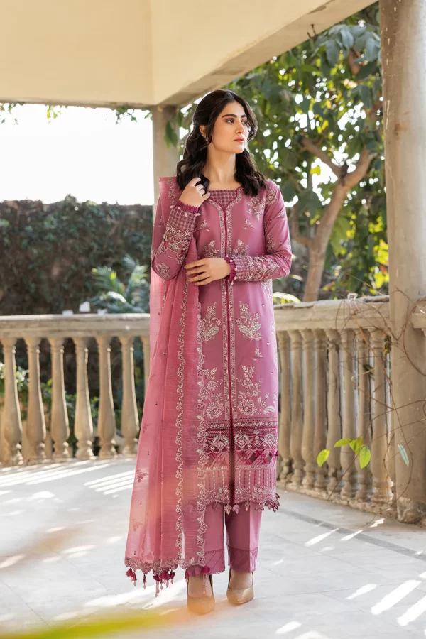 03 PIECE UNSTITCHED EMBROIDERED LAWN - Image 4