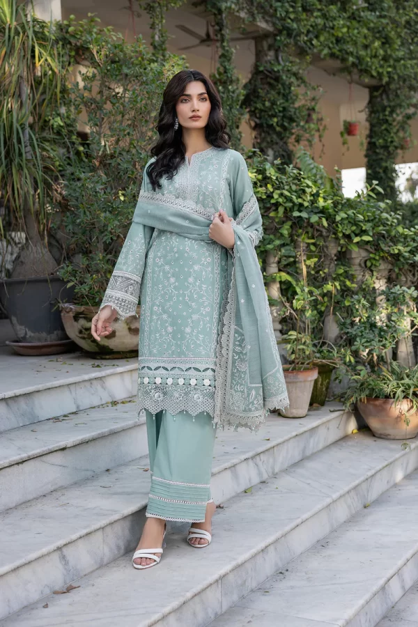 03 PIECE UNSTITCHED EMBROIDERED LAWN - Image 2