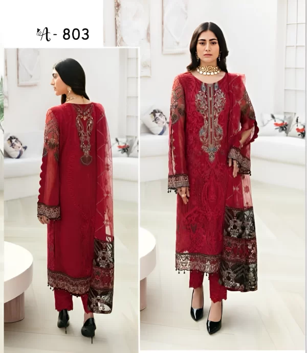 RAMSHA FANCY 3 PIECE UNSTICHED SUIT – VOL 8 - Image 2