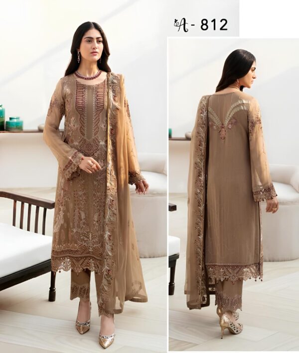 RAMSHA FANCY 3 PIECE UNSTICHED SUIT – VOL 8 - Image 3