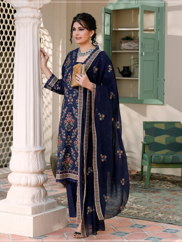 MANIZY SAQAFAT PREMIUM EMBROIDERED LAWN UNSTICHED 3PC SUIT - Image 2