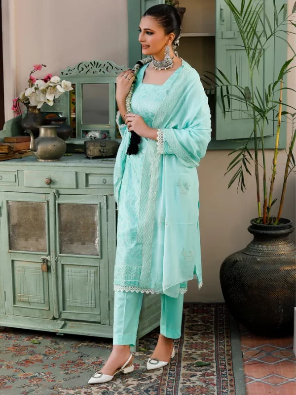 MANIZY SAQAFAT PREMIUM EMBROIDERED LAWN UNSTICHED 3PC SUIT - Image 2