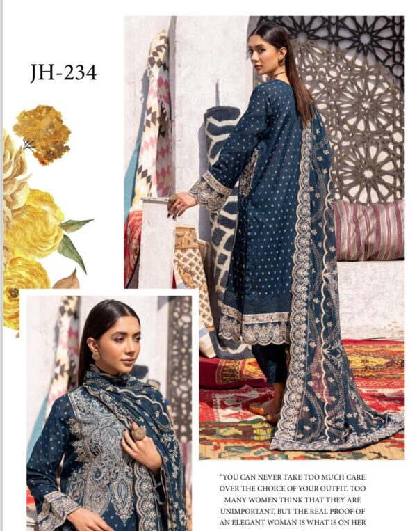 EMBROIDERET BANASARI JECQUARD LAWN WITH EMBROIDERED CHIFFON DUPATTA - Image 2