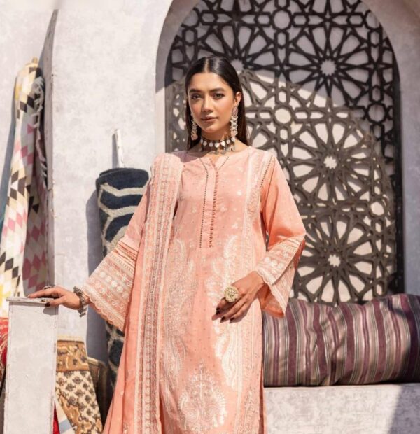 EMBROIDERET BANASARI JECQUARD LAWN WITH EMBROIDERED CHIFFON DUPATTA